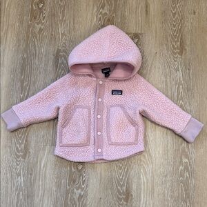 Patagonia Pink Sherpa Hoodie 12-18 Months